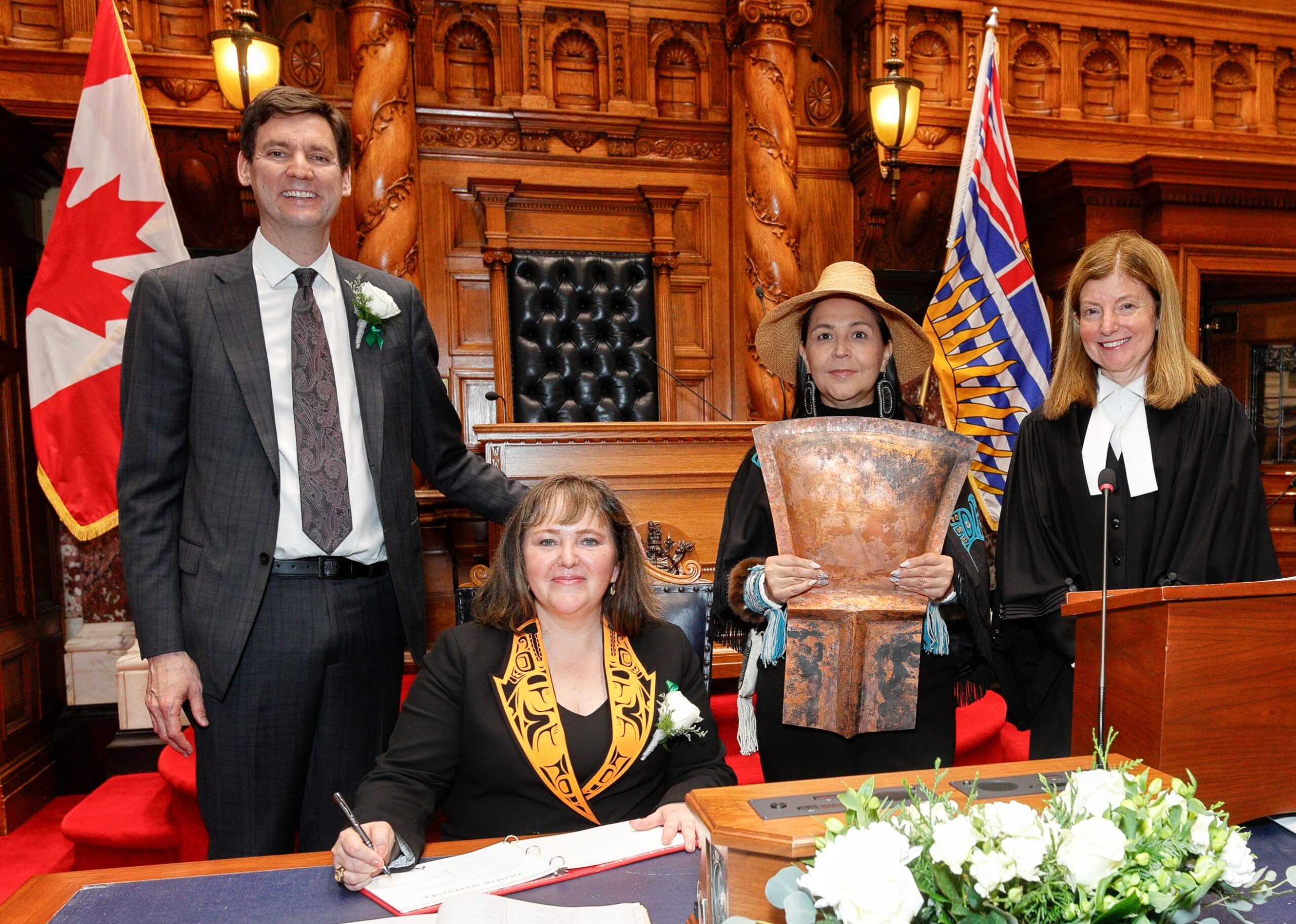 Laanas Tamara Davidson is sworn in as NDP MLA for North-Coast Haida Gwaii.